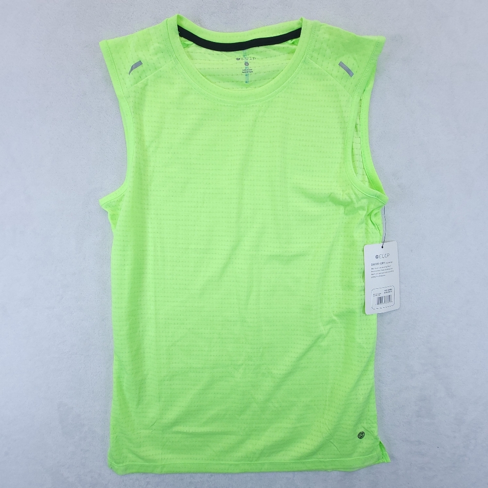 Eqip Sleeveless Shirt Black Men’s Size S Vented Mesh Back Lime E22100 Tank Top